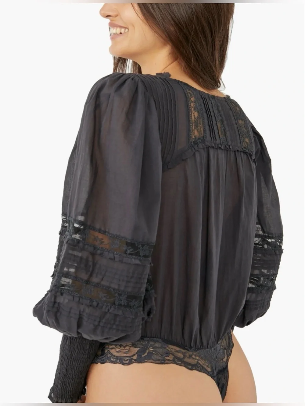 Free People Eloise Bodysuit in Black